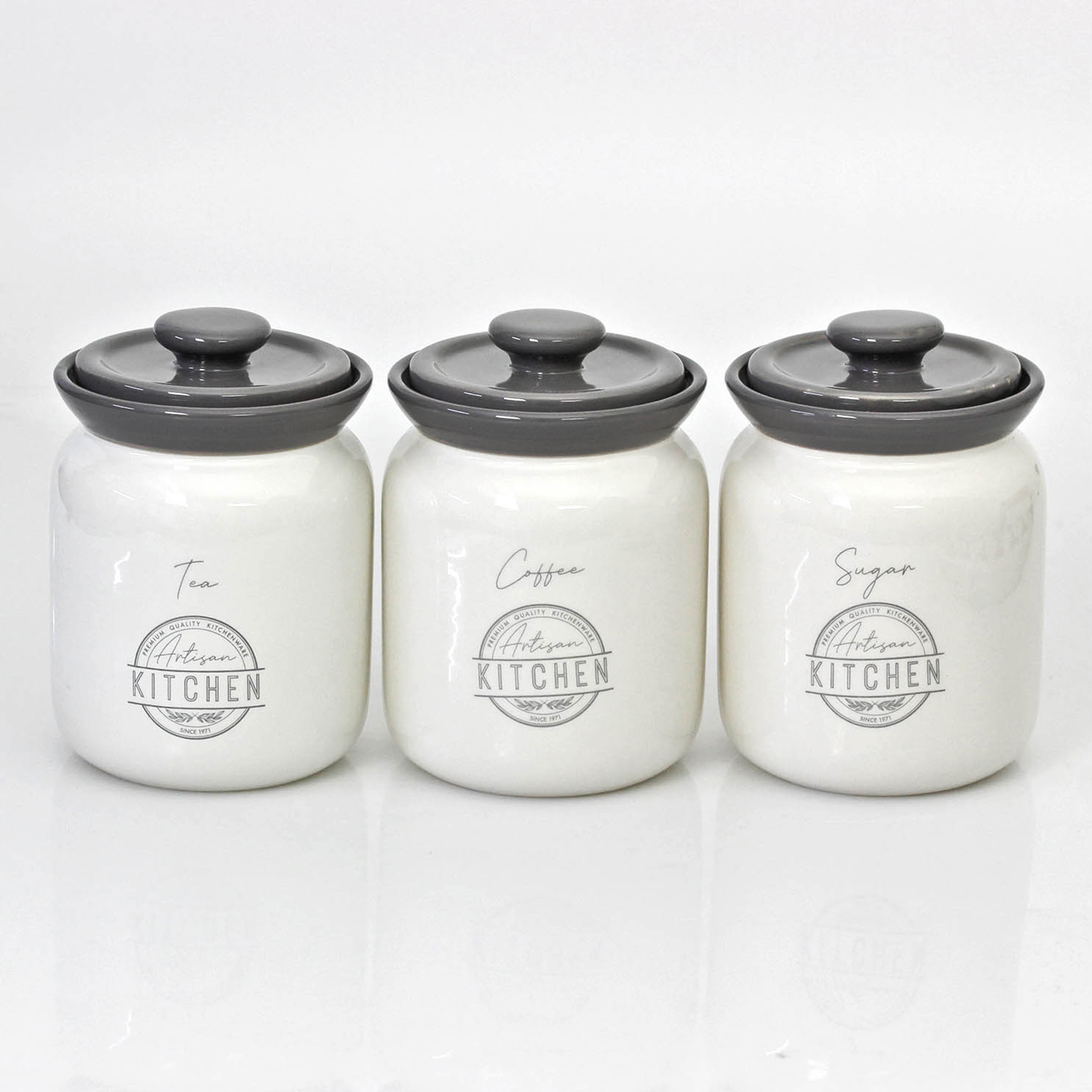 Artisan Kitchen Storage Ceramic Canisters Tea Coffee Sugar Pots Jar